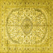 Square Machine Washable Persian Yellow Traditional Rug, wshtr4755yw