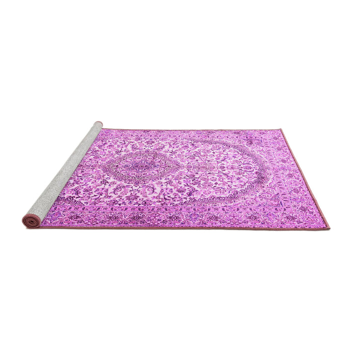 Sideview of Machine Washable Persian Pink Traditional Rug, wshtr4755pnk