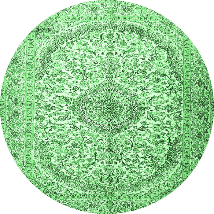Round Persian Emerald Green Traditional Rug, tr4755emgrn