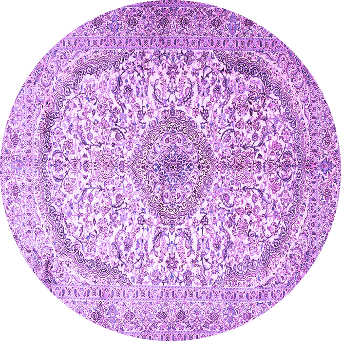 Round Machine Washable Persian Purple Traditional Area Rugs, wshtr4755pur
