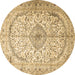 Round Persian Brown Traditional Rug, tr4755brn
