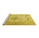 Sideview of Machine Washable Persian Yellow Traditional Rug, wshtr4755yw