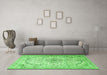 Machine Washable Persian Green Traditional Area Rugs in a Living Room,, wshtr4755grn