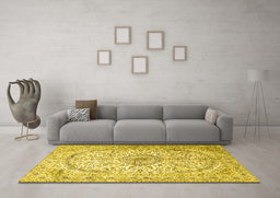 Machine Washable Persian Yellow Traditional Rug in a Living Room, wshtr4755yw