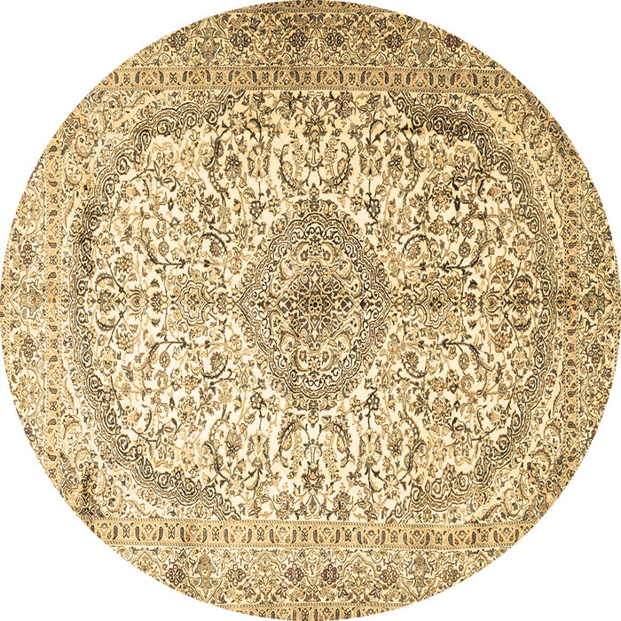 Round Machine Washable Persian Brown Traditional Rug, wshtr4755brn