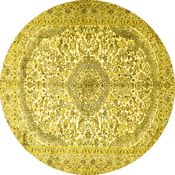 Round Persian Yellow Traditional Rug, tr4755yw