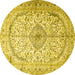 Round Persian Yellow Traditional Rug, tr4755yw