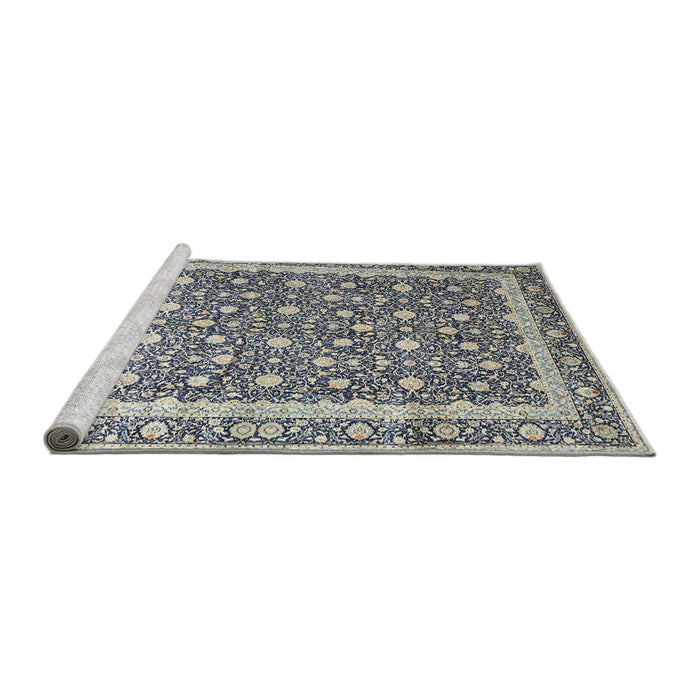 Sideview of Machine Washable Traditional Grey Gray Rug, wshtr4756