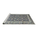 Sideview of Machine Washable Traditional Grey Gray Rug, wshtr4756