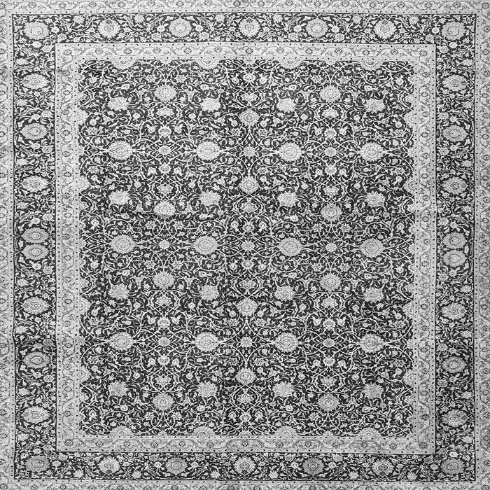 Round Machine Washable Persian Gray Traditional Rug, wshtr4756gry