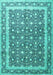 Machine Washable Persian Turquoise Traditional Area Rugs, wshtr4756turq