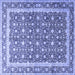 Square Machine Washable Persian Blue Traditional Rug, wshtr4756blu