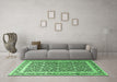 Machine Washable Persian Emerald Green Traditional Area Rugs in a Living Room,, wshtr4756emgrn