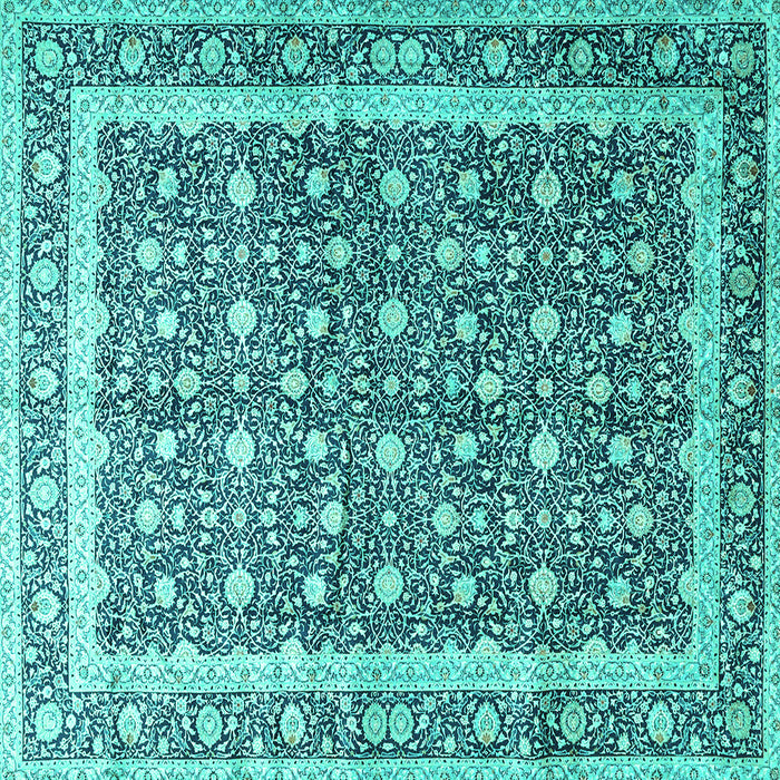 Square Machine Washable Persian Turquoise Traditional Area Rugs, wshtr4756turq