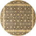 Round Machine Washable Persian Brown Traditional Rug, wshtr4756brn