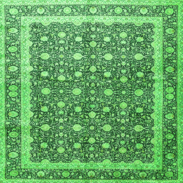 Round Machine Washable Persian Green Traditional Area Rugs, wshtr4756grn