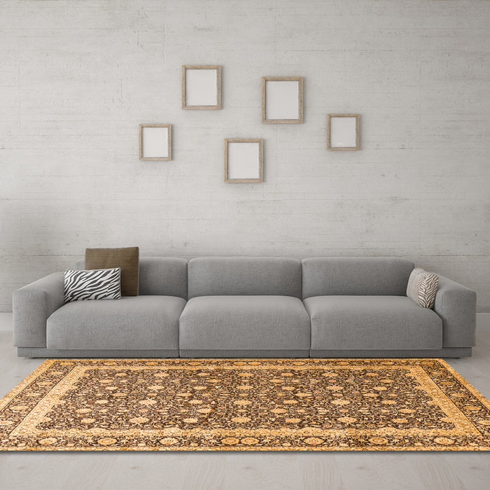 Machine Washable Persian Orange Traditional Area Rugs in a Living Room, wshtr4756org
