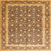 Round Machine Washable Persian Orange Traditional Area Rugs, wshtr4756org