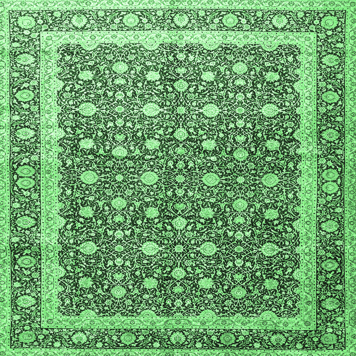 Square Persian Emerald Green Traditional Rug, tr4756emgrn