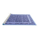 Sideview of Machine Washable Persian Blue Traditional Rug, wshtr4756blu