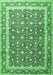Machine Washable Persian Emerald Green Traditional Area Rugs, wshtr4756emgrn