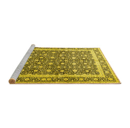 Sideview of Machine Washable Persian Yellow Traditional Rug, wshtr4756yw