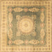 Square Medallion Brown Traditional Rug, tr4757brn