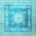 Square Medallion Light Blue Traditional Rug, tr4757lblu