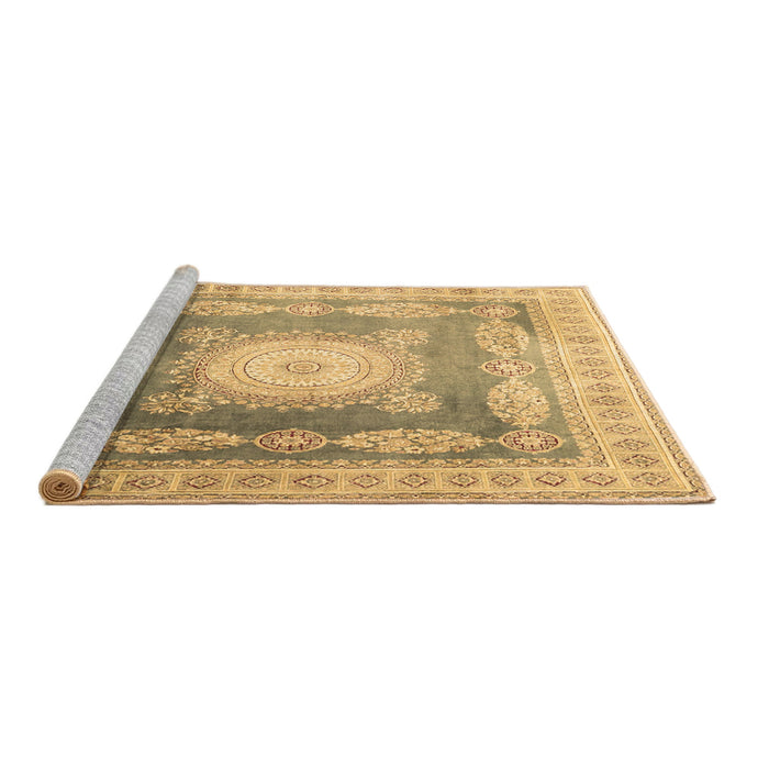 Sideview of Machine Washable Medallion Brown Traditional Rug, wshtr4757brn