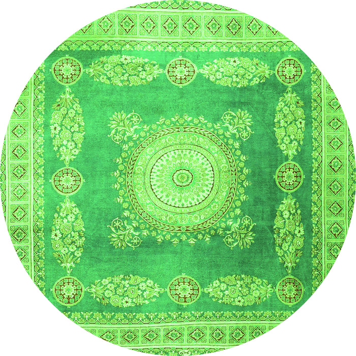 Machine Washable Medallion Green Traditional Area Rugs, wshtr4757grn