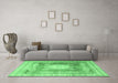 Machine Washable Medallion Emerald Green Traditional Area Rugs in a Living Room,, wshtr4757emgrn