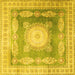 Square Medallion Yellow Traditional Rug, tr4757yw