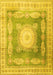 Machine Washable Medallion Yellow Traditional Rug, wshtr4757yw