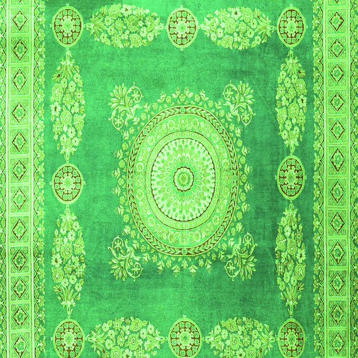 Serging Thickness of Machine Washable Medallion Green Traditional Area Rugs, wshtr4757grn