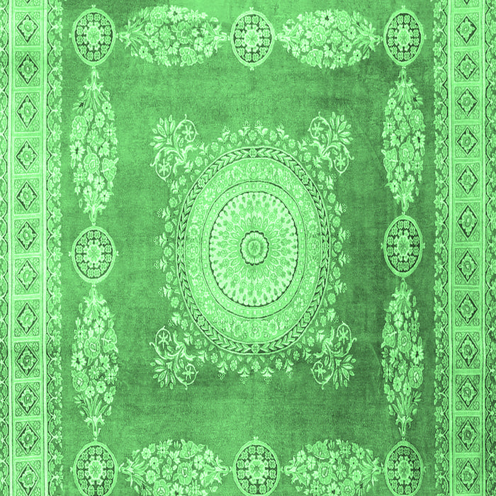 Machine Washable Medallion Emerald Green Traditional Area Rugs, wshtr4757emgrn
