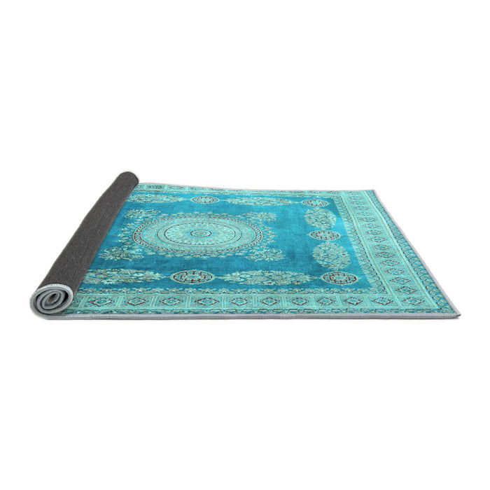 Sideview of Medallion Light Blue Traditional Rug, tr4757lblu
