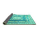 Sideview of Medallion Turquoise Traditional Rug, tr4757turq