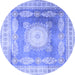 Round Medallion Blue Traditional Rug, tr4757blu