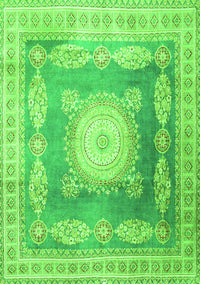 Medallion Green Traditional Rug, tr4757grn