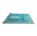 Sideview of Machine Washable Medallion Light Blue Traditional Rug, wshtr4757lblu