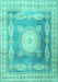 Machine Washable Medallion Turquoise Traditional Area Rugs, wshtr4757turq