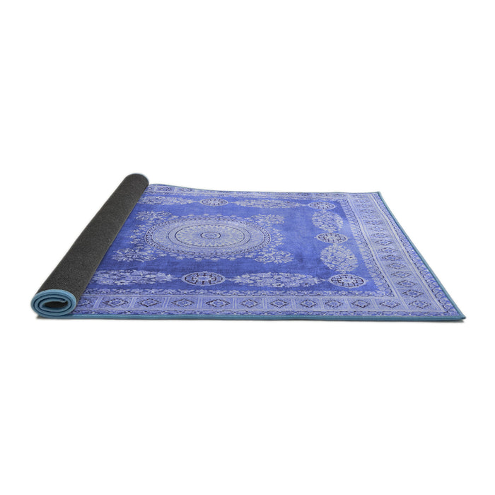 Sideview of Medallion Blue Traditional Rug, tr4757blu