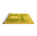 Sideview of Machine Washable Medallion Yellow Traditional Rug, wshtr4757yw