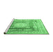 Sideview of Machine Washable Medallion Emerald Green Traditional Area Rugs, wshtr4757emgrn