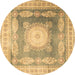 Round Medallion Brown Traditional Rug, tr4757brn