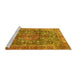 Sideview of Machine Washable Medallion Yellow Traditional Rug, wshtr4758yw