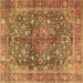 Square Medallion Brown Traditional Rug, tr4758brn