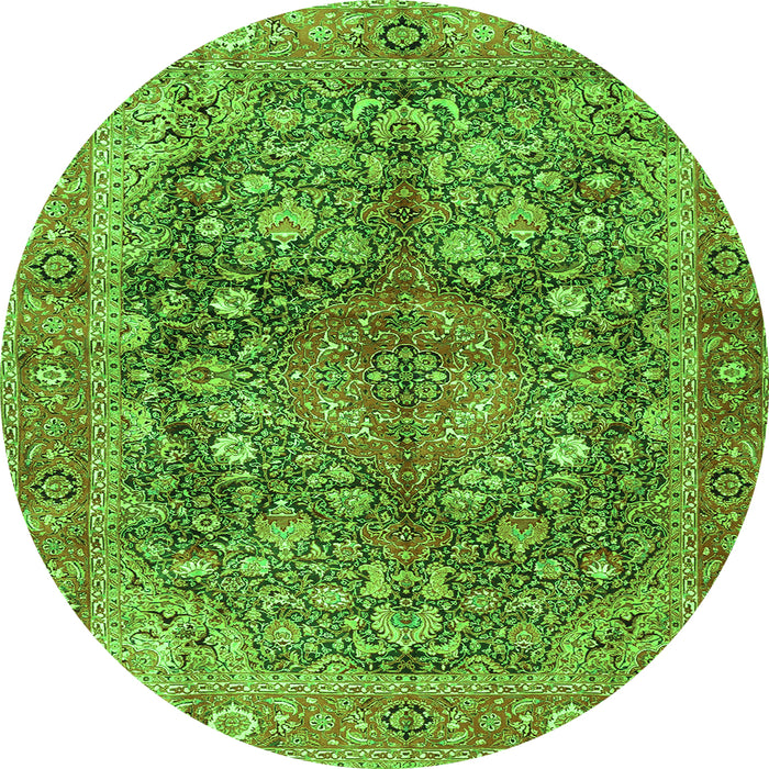 Square Medallion Green Traditional Rug, tr4758grn