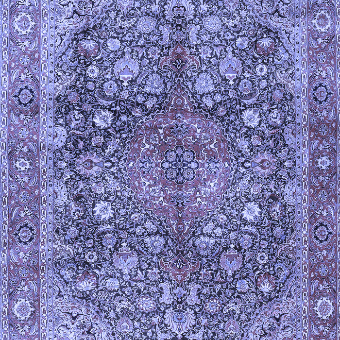 Machine Washable Medallion Blue Traditional Rug, wshtr4758blu