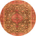 Machine Washable Medallion Orange Traditional Area Rugs, wshtr4758org